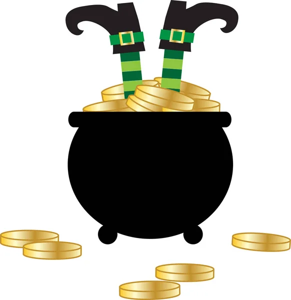 Pot met gouden munten — Stockvector