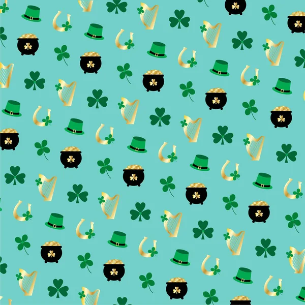 St Patrick's Day icons pattern — Stock Vector