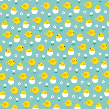 Easter chicks and eggs clipart