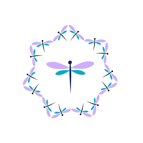 Dragonfly icon silhouettes — Stock Vector