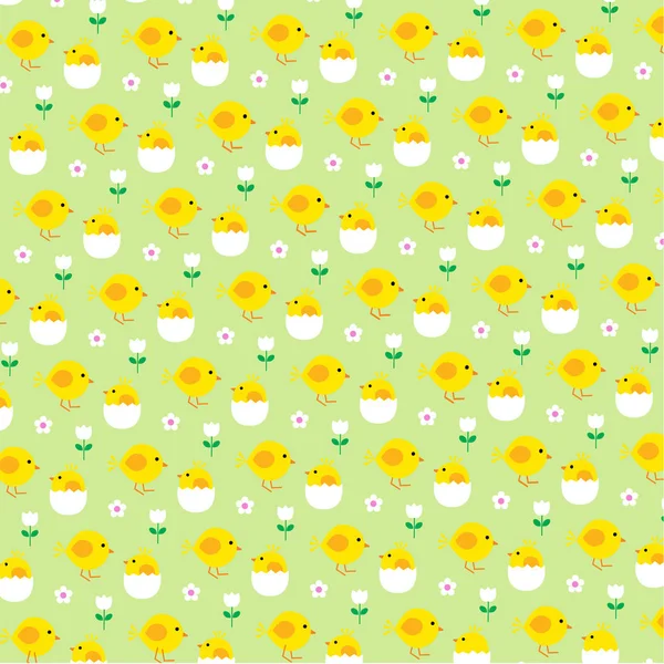 Poussins et oeufs de Pâques — Image vectorielle