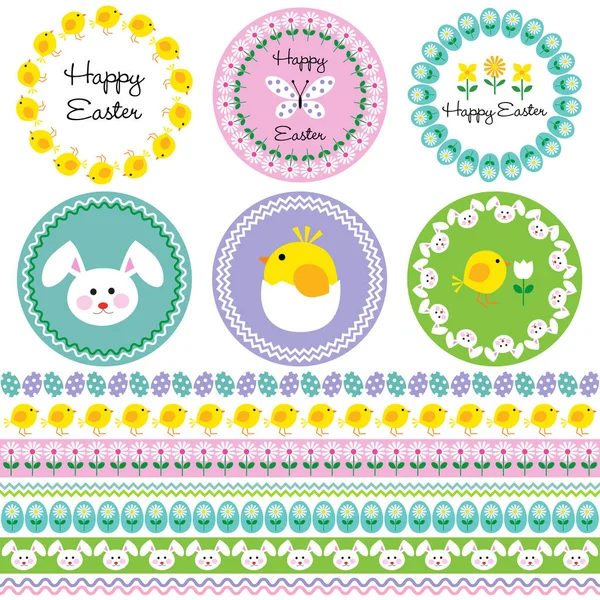 Easter icons in circle frames — Stock Vector