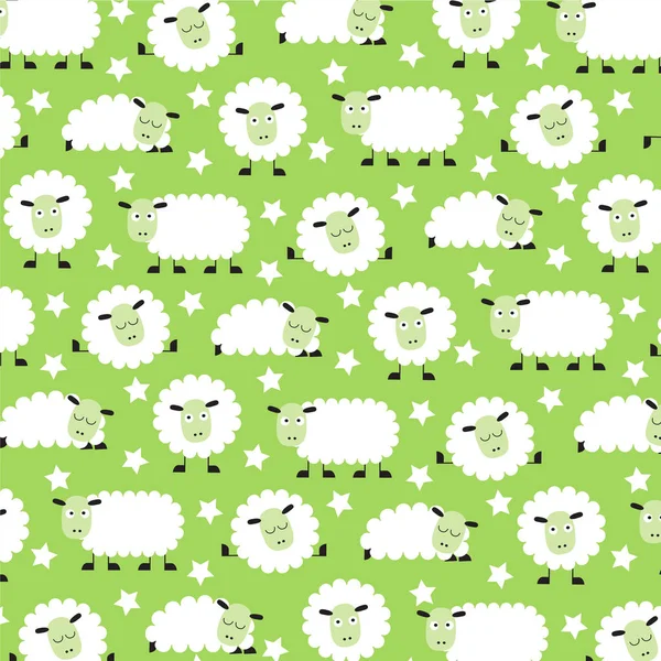 かわいい眠い羊パターン — ストックベクタ