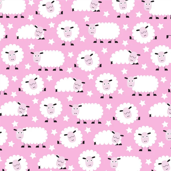 Cute sleepy sheep pattern — Stock Vector