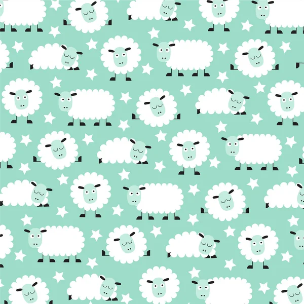 Cute sleepy sheep pattern — Stock Vector