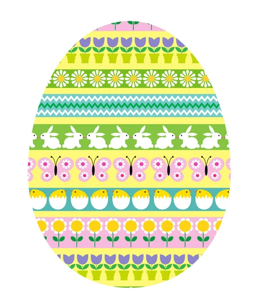 Huevo de Pascua con conejos — Vector de stock