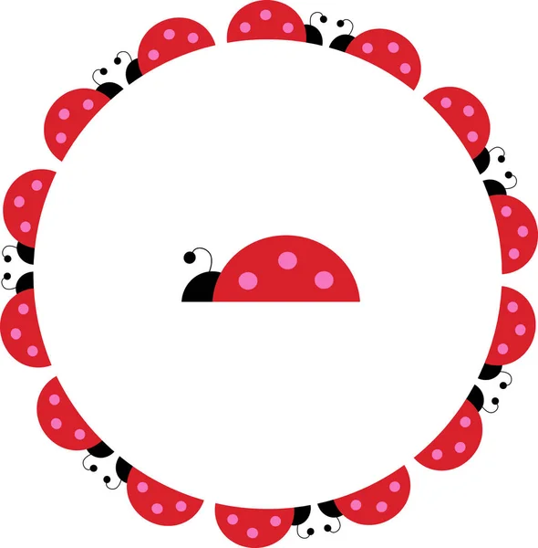 Ladybug circle frame — Stock Vector