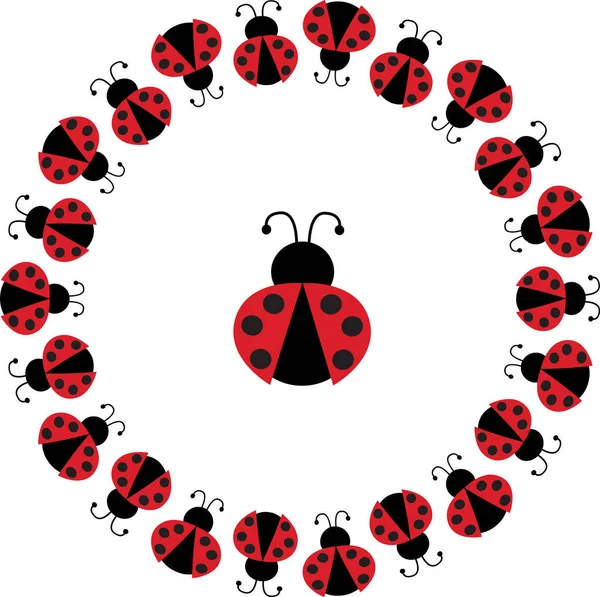 Ladybug circle frame — Stock Vector