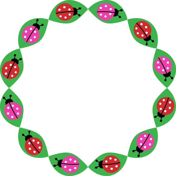 Cadre cercle coccinelle — Image vectorielle