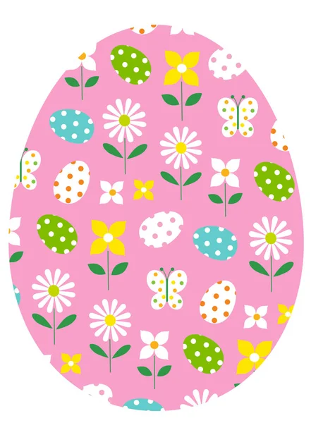 Uovo di Pasqua floreale rosa — Vettoriale Stock