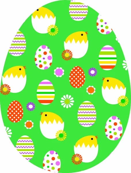 Œuf de Pâques avec motif mignon — Image vectorielle