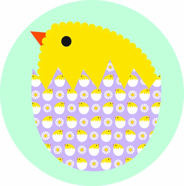 Easter chick in cracked shell — Stock Vector