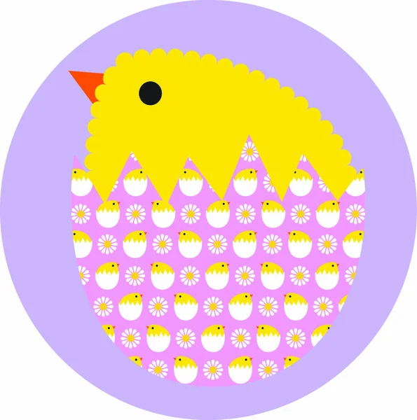 Easter chick in cracked shell — Stock Vector