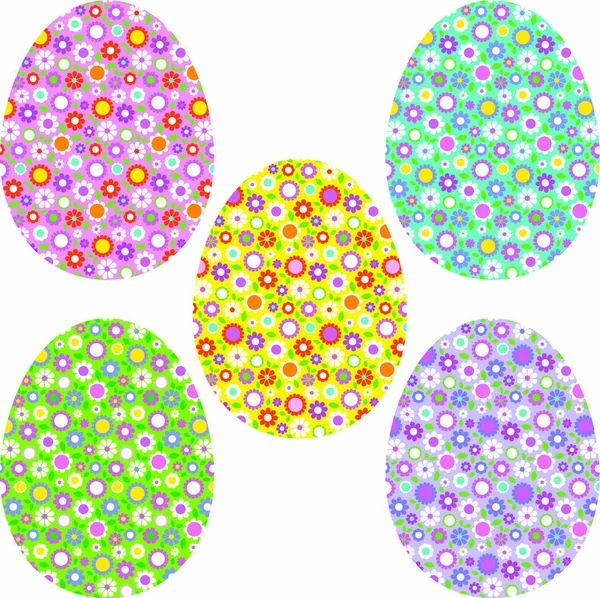 Huevos de Pascua con patrón floral — Vector de stock