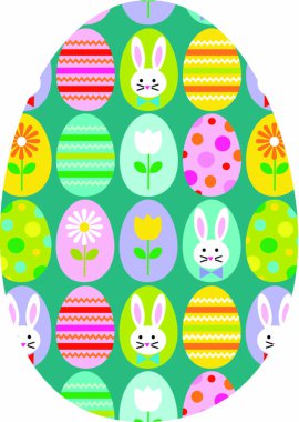 tavşan deseni ile yeşil Paskalya yortusu yumurta