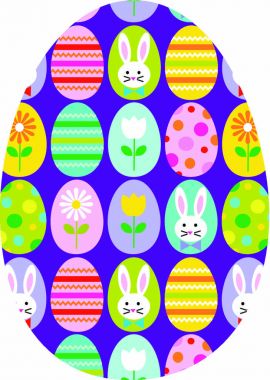 bunny desenli mavi Paskalya yortusu yumurta 