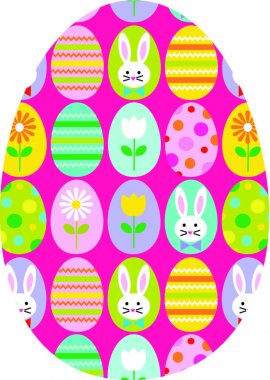 bunny desenli pembe Paskalya yortusu yumurta 