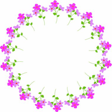 pembe ve mor çiçekli daire çerçeve 