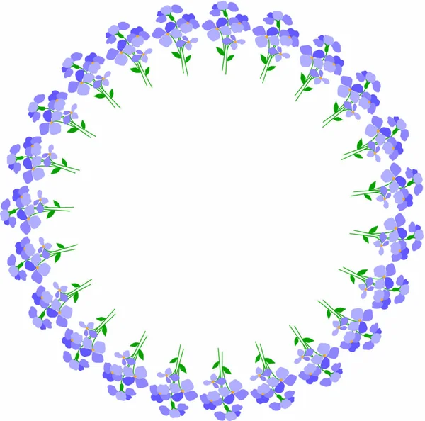 Lila Blumen Kreis Rahmen — Stockvektor