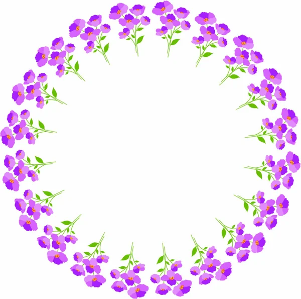 Roxo flores círculo quadro —  Vetores de Stock
