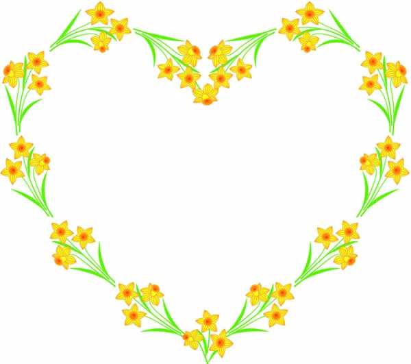Cadre de coeur floral minimaliste — Image vectorielle