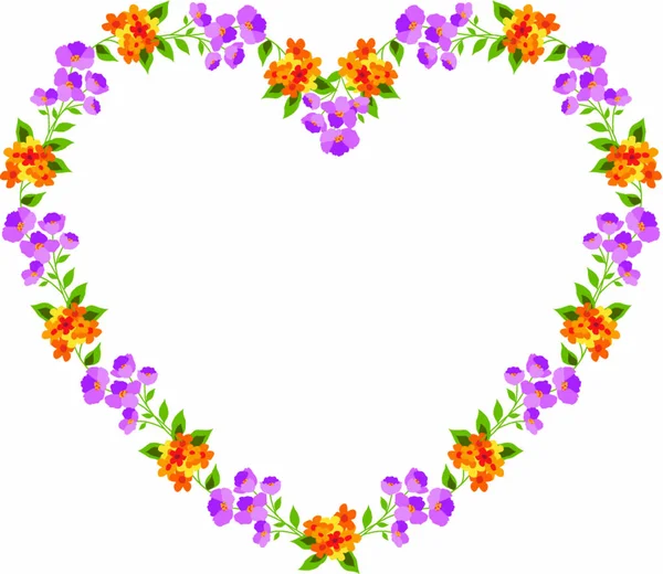 Minimalist çiçek kalpli çerçeve — Stok Vektör