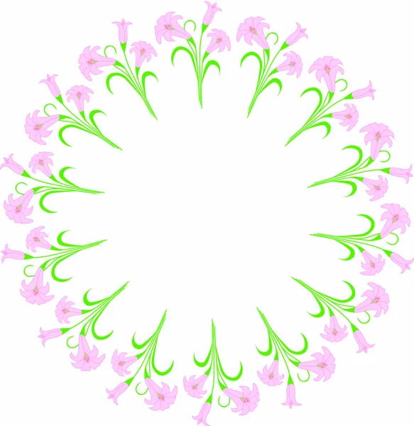 Rosa Lilja blommor cirkel ram — Stock vektor