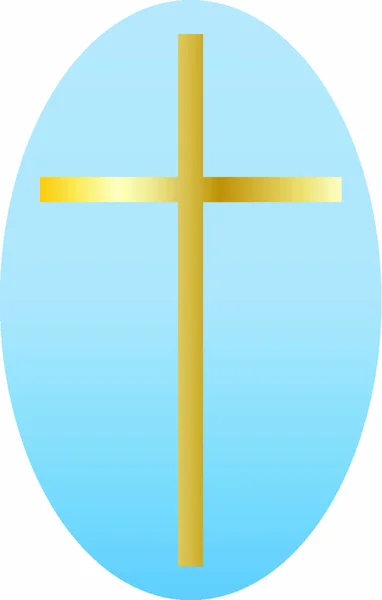 Goldenes Kreuz auf blauem Oval — Stockvektor