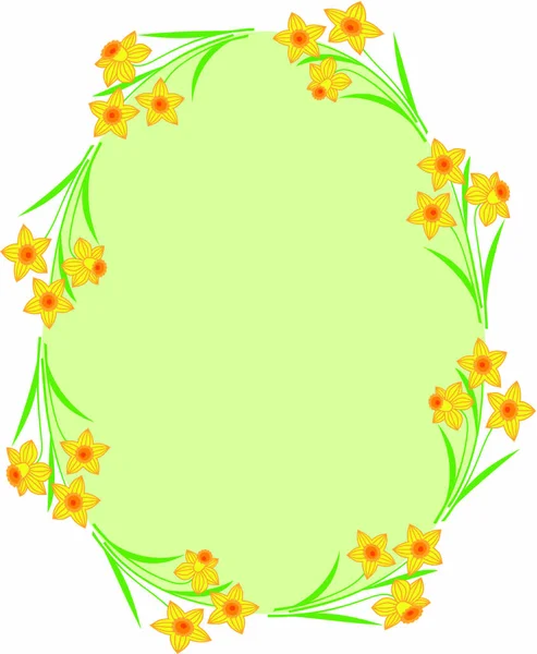 Zelená velikonoční vajíčko s rámečkem, Narcis — Stockový vektor