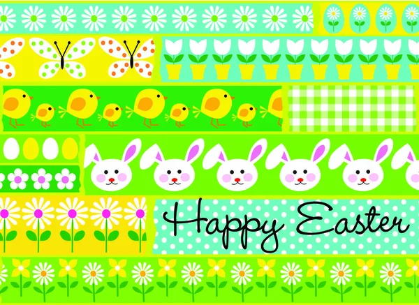 Greeting card with striped easter pattern — Stock Vector