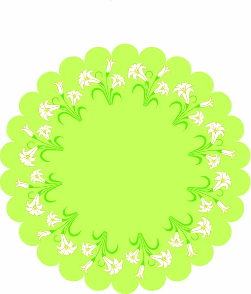 Marco de lirio de Pascua en círculo verde — Vector de stock