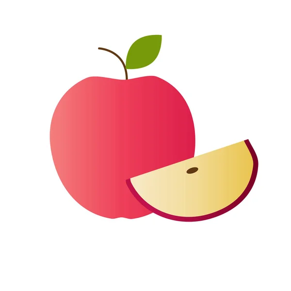 Červené jablko s plátkem — Stockový vektor