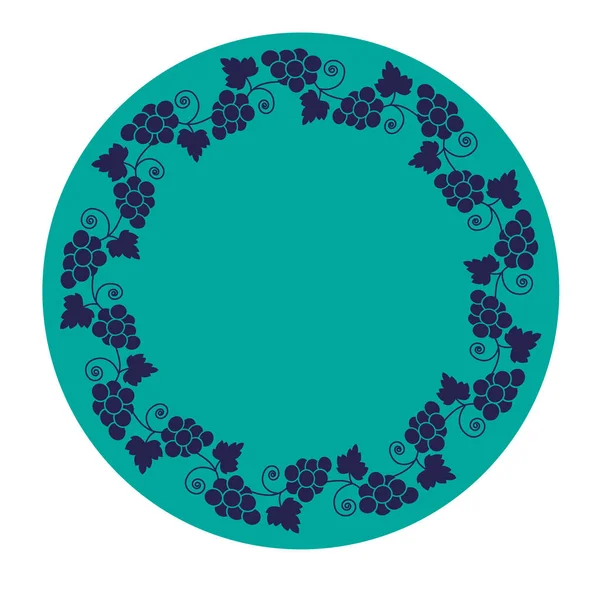 Cornice di vite blu su cerchio turchese — Vettoriale Stock