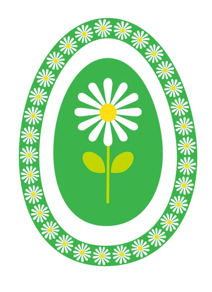 Daisy in bright green egg frame — стоковый вектор