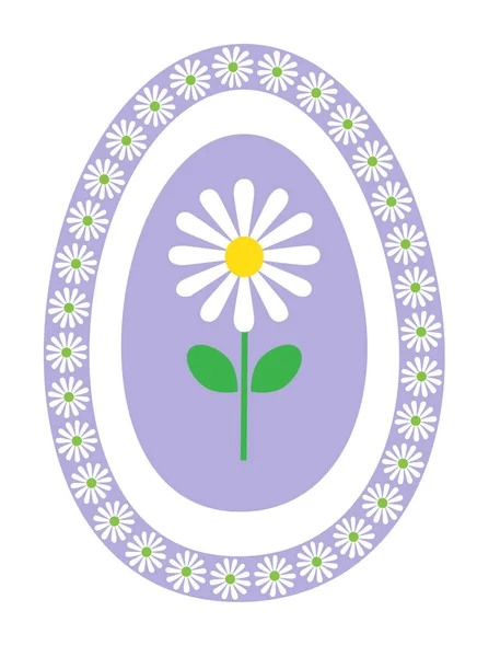 Ромашка в лавандовій фіолетовій рамці яйця — стоковий вектор