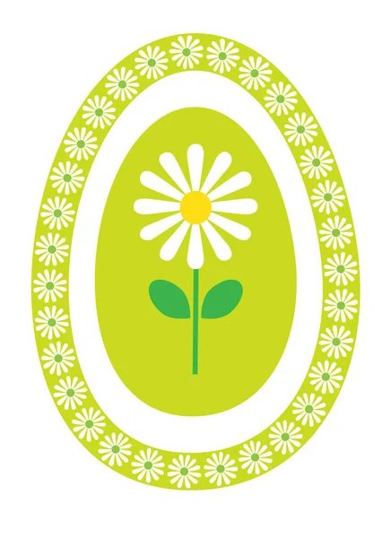 Gänseblümchen in hellgrünem Eierrahmen — Stockvektor
