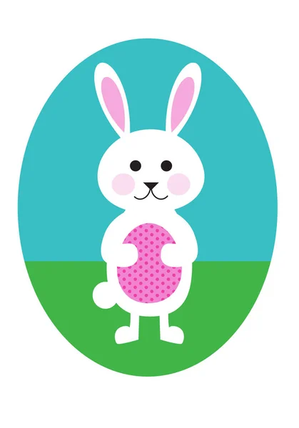 Lindo conejo de Pascua en huevo — Vector de stock