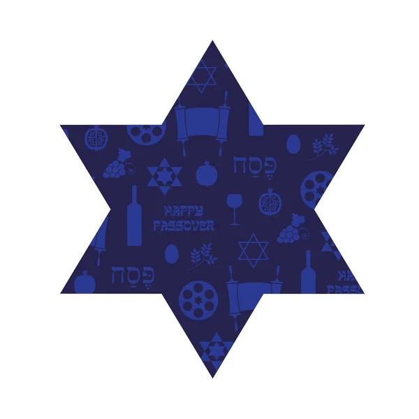 Pascha patroon op donkere Joodse ster — Stockvector