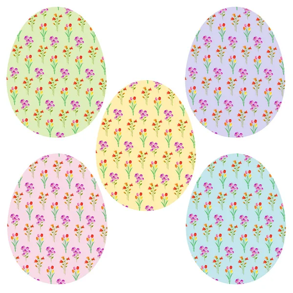 Primavera floral en huevos de Pascua — Vector de stock