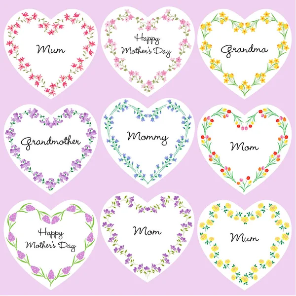 Mothers day heart frames — Stock Vector