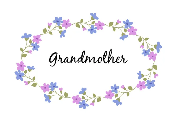 Palabra de abuela con flores — Archivo Imágenes Vectoriales