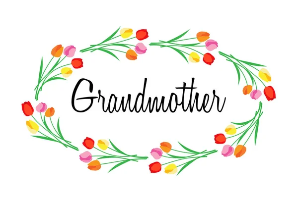 Бабушкино слово с цветами — стоковый вектор