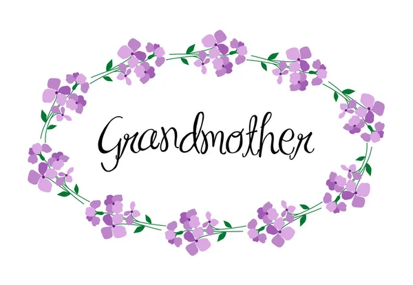 Großmutter Wort mit Blumen — Stockvektor