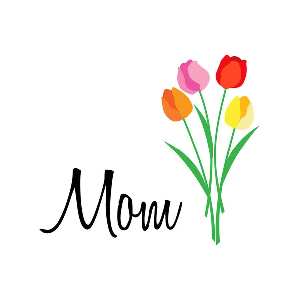 Palabra de mamá con flores — Archivo Imágenes Vectoriales
