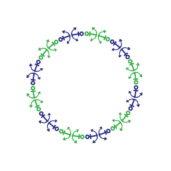 Nautische schip wiel cirkelframe — Stockvector