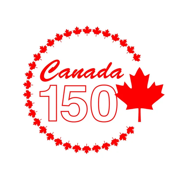 Kanada 150 grafis dengan bingkai daun maple - Stok Vektor