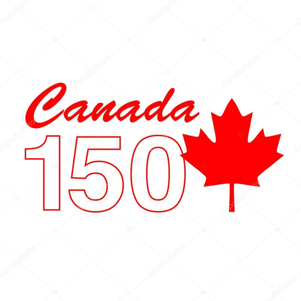 Canada 150 graphic with maple leaf frame