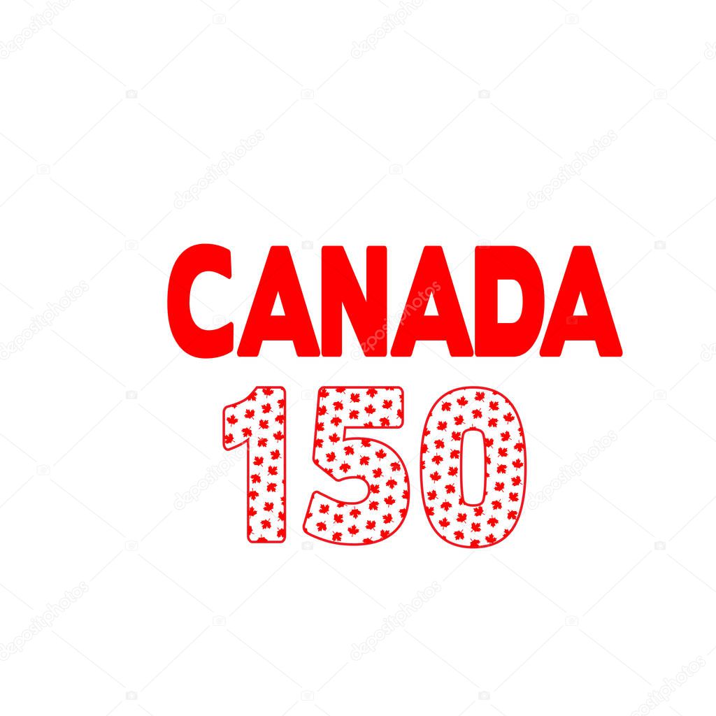 Canada 150 graphic with maple leaf frame