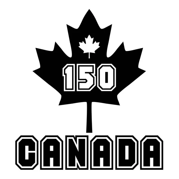 Black canada 150 with maple leaf — Stock Vector