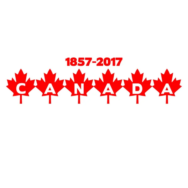 Canadá inscripción en hojas de arce — Vector de stock